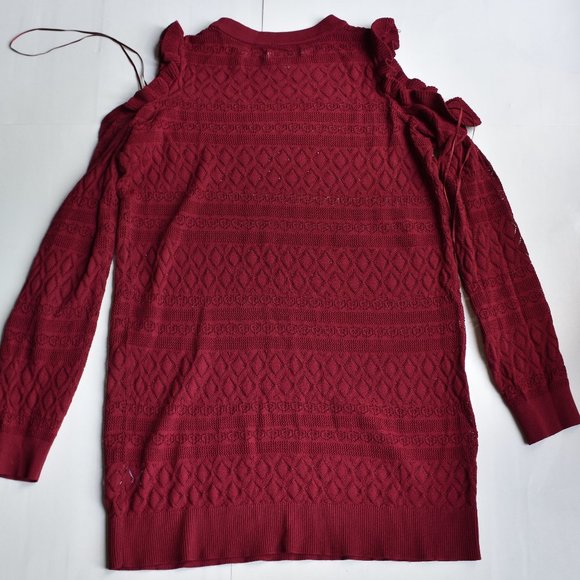LC Lauren Conrad Red Ruffle Pointelle Sweater Dress - Picture 9 of 9